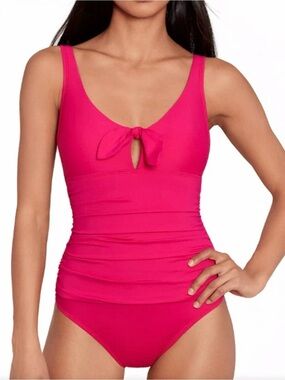 Ralph Lauren Front-Tie Underwire Tummy Control  Swimsuit Pink Size 8 NWT